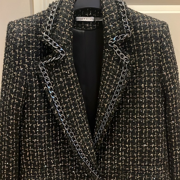 Alice & Olivia Black Tweed Jacket - Picture 4 of 7